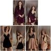 Velvet Sleepwear Set With Deep V Bust And Elastic Fit For Cozy Home Use