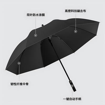 New Creative Golf Double Straight Umbrella Enlarged Long Handle Umbrella High-end Leather Set 280t Fabric Strong and Durable