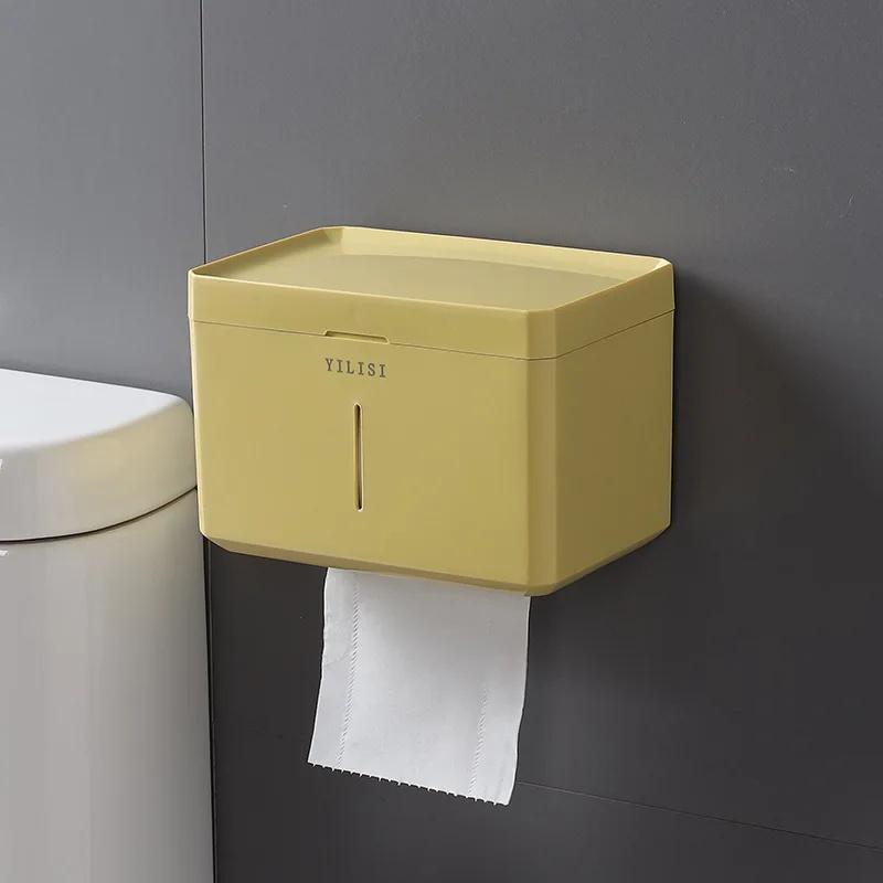 No-Drilling Wall-Mounted Tissue Box Nordic Style Multi-Functional Tissue Storage Box Bathroom Paper Roll Holder Miscellaneous It