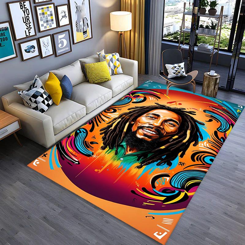 Vibrant Bob Marley Art Print carpet Suitable for all seasons Living room and bedroom mats Room Dormitory decoration Bathroom mat