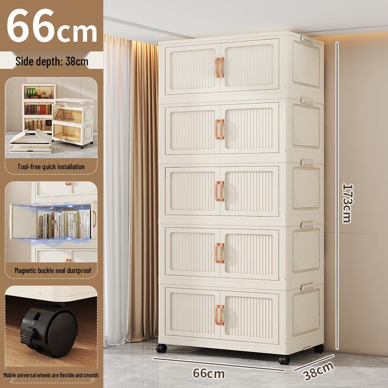 Premium Foldable Toy & Clothes Storage Cabinet - No Assembly, Multi-Layer, Large Capacity