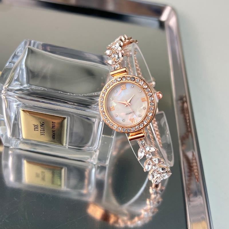 Mermaid Popular Watch Light Luxury Fashion Diamond Free Adjustment Bracelet Quartz Watch Imitation Fritillary Small Gold Women's Watch