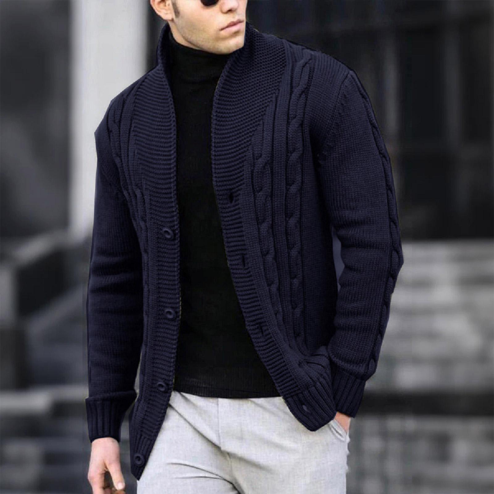 

Men s Casual Warm Jacket Knit Cardigan Sweater Men s Long Sleeve Zipper Cable Sweater Jacket M