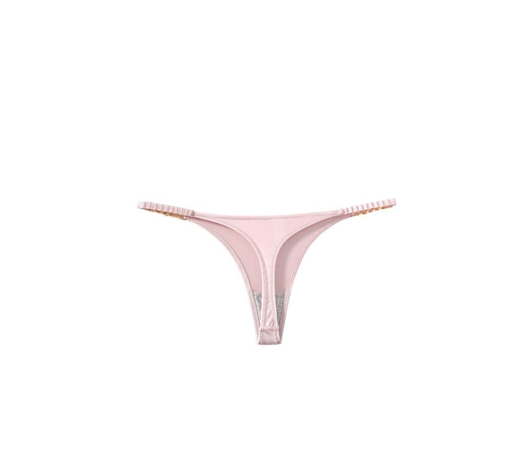 NICE SELECTION Panties with Sexy Satin Crotchless Women's T-Back Chains, Lingerie, (L, WHITE)