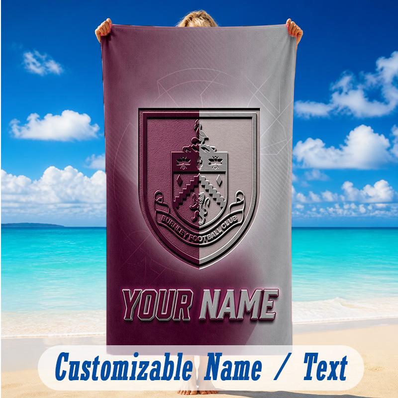 Beach Towel Custom Name Text, Quick Dry Large Towel For Beach HomeBurnley Football