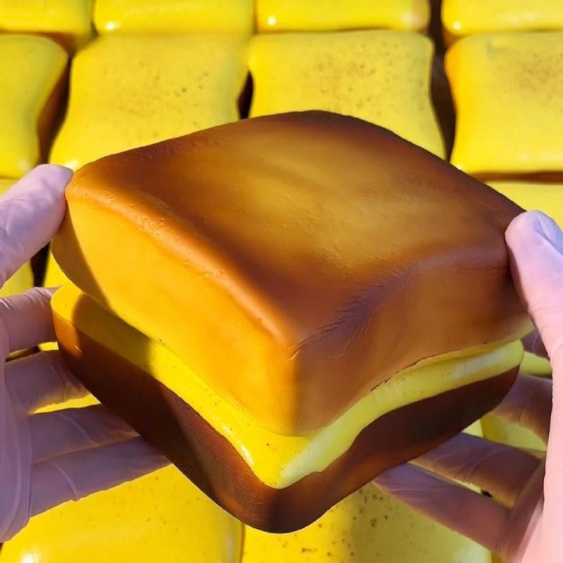 Slow Rebound Wet Soft Buttered Toast Suqeeze Toy Super Squishy Fidget Toy Funny Stress Relief Sticky Toy Soft Squeeze Vent Gift