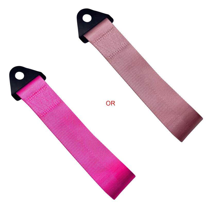 

Передний ремень для буксировки автомобиля, универсальный ремень для бампера, крюк, прицеп, полиэстер розовый