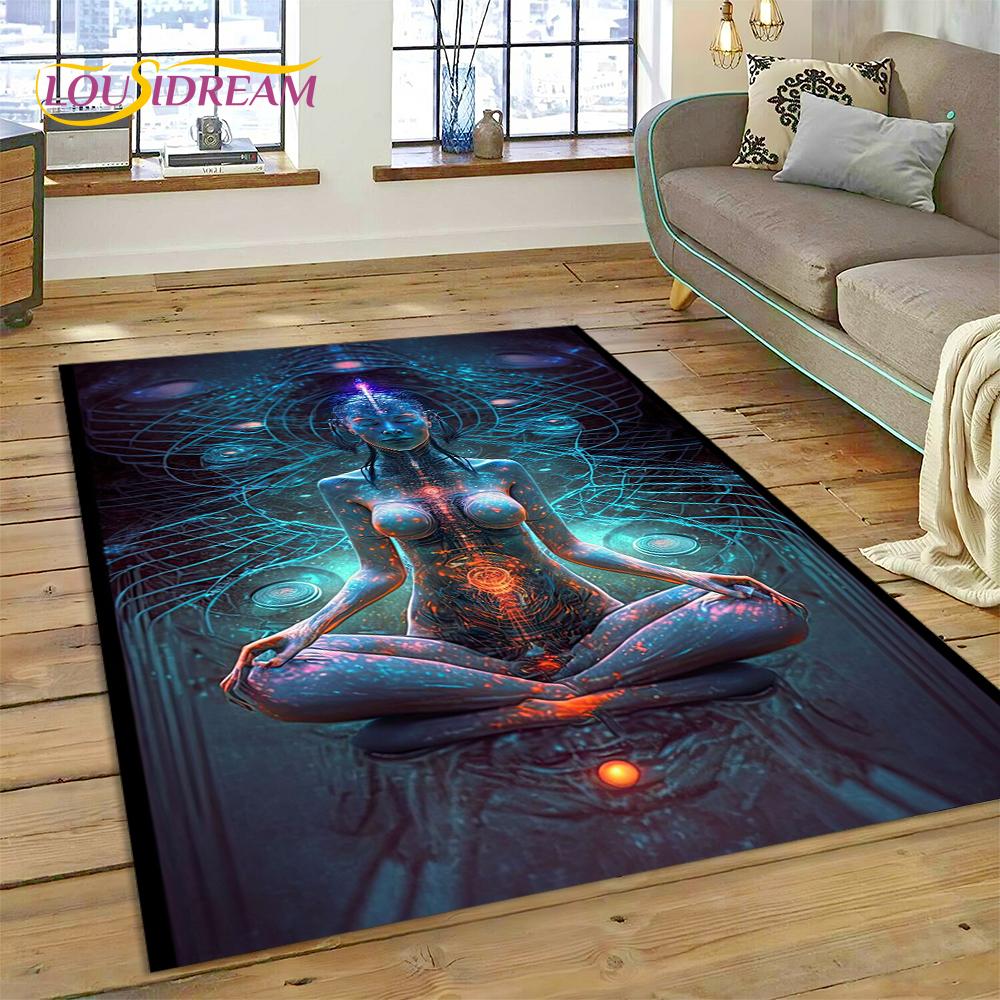 3D Yoga Zen Naturalize Meditatie Regenboog 7 Chakra Gebied Tapijt, Tapijt voor Woonkamer Slaapkamer Bank Deurmat Decor, Antislip Vloermat