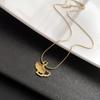 Women's Lucky Ginkgo Leaf Necklace: Titanium Steel, Non-Fading, Apricot Tone, Light Luxury Clavicle Chain – Perfect Birthday Gift.