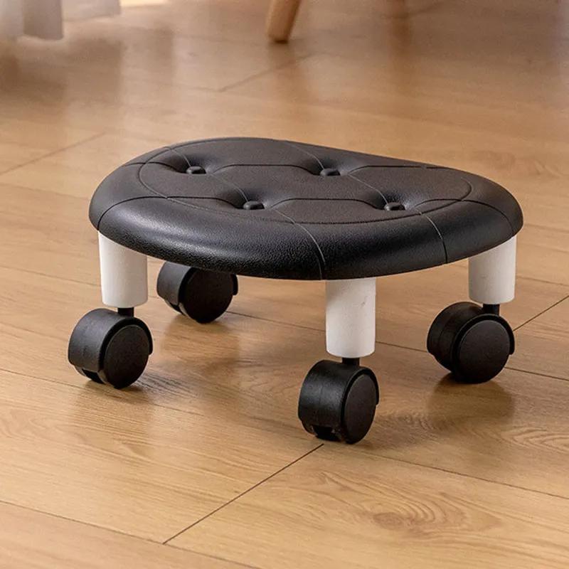 

Низкий табурет из искусственной кожи, современный и простой, для садоводства, универсальный пластиковый табурет на колесах для дома, гостиной, небольшой табурет black
