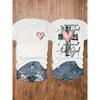 Dank God Vertrouw God Geloof Citaat Grafisch T-shirt, Roze Hart Kruis Print Tee