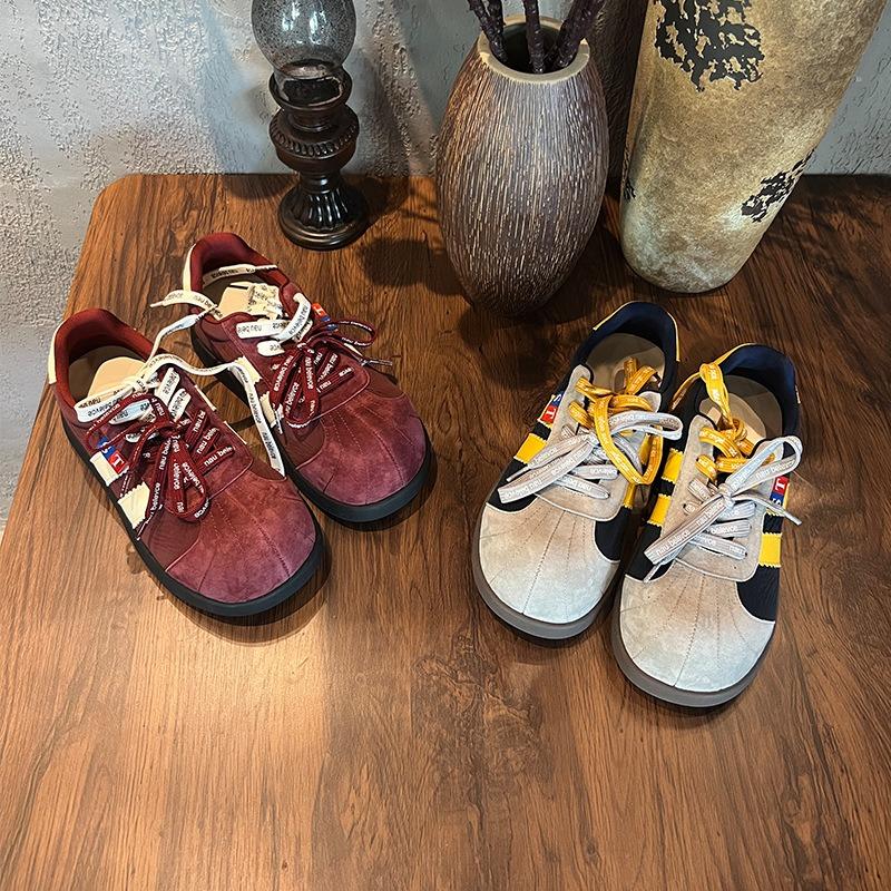 Toe Leather Women's Shoes Autumn New Shoes Women's Flat-soled Sneakers