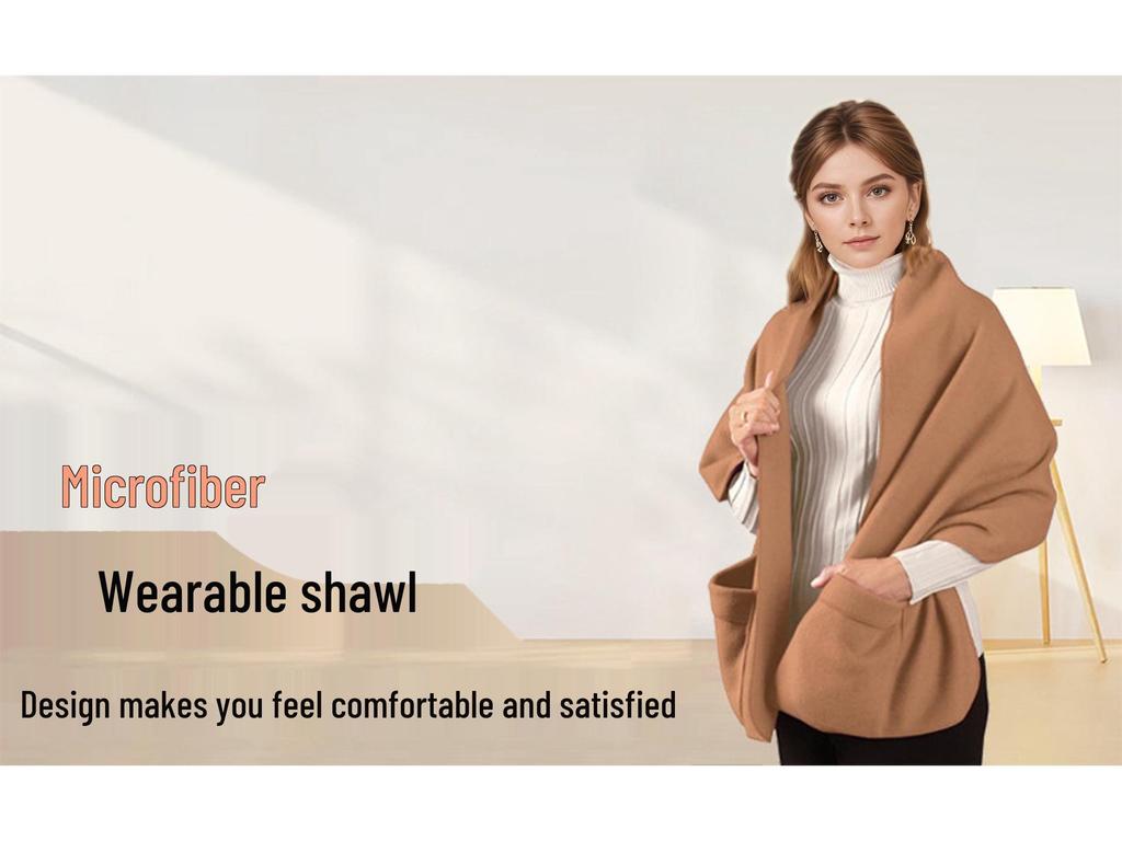 Thickened Solid Color Pocket Scarf & Shawl for Autumn/Winter Warmth