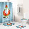 Christmas Shower Curtain Floor Mat Combination Four-Piece Set Bathroom Toilet Carpet Shower Room Mat Foot Mat