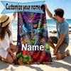 Custom Name Personalized Teenage Ninja Turtles Print Beach Towel, for Trip Camping Beach Party Home Decor, Birthday Gift for Family & Friends
