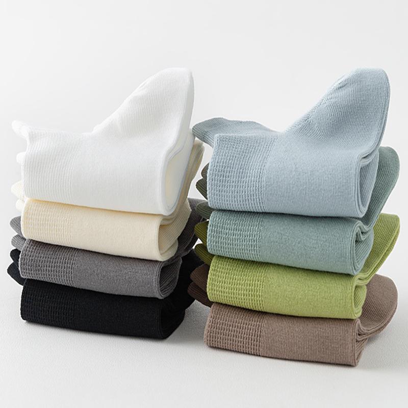 High Quality Plus 5Pairs Men's Socks Combed Cotton Sock New Casual Mesh Breathable Black White Business Male Sock Size EU38-46