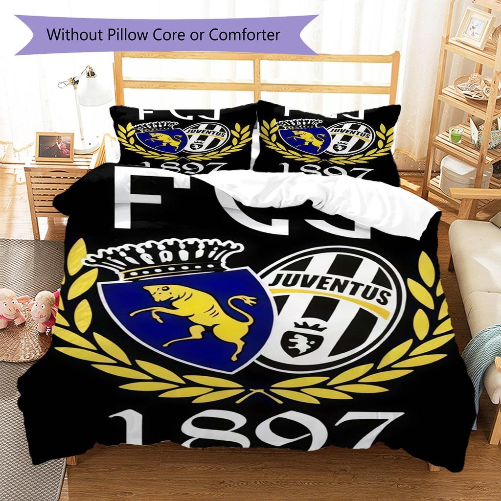 Set Copripiumino Trapuntato Juve Federa Federe Decorazione Casa Regalo di Compleanno (1 * copripiumino + 2 * federa, senza nucleo)