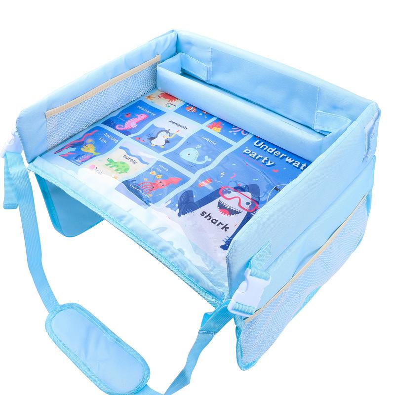 Car Seat Travel Tray Safety Seat Play Table Organizer Storage Snacks Toys Cup Holder Waterproof For Baby Children Kids Stroller