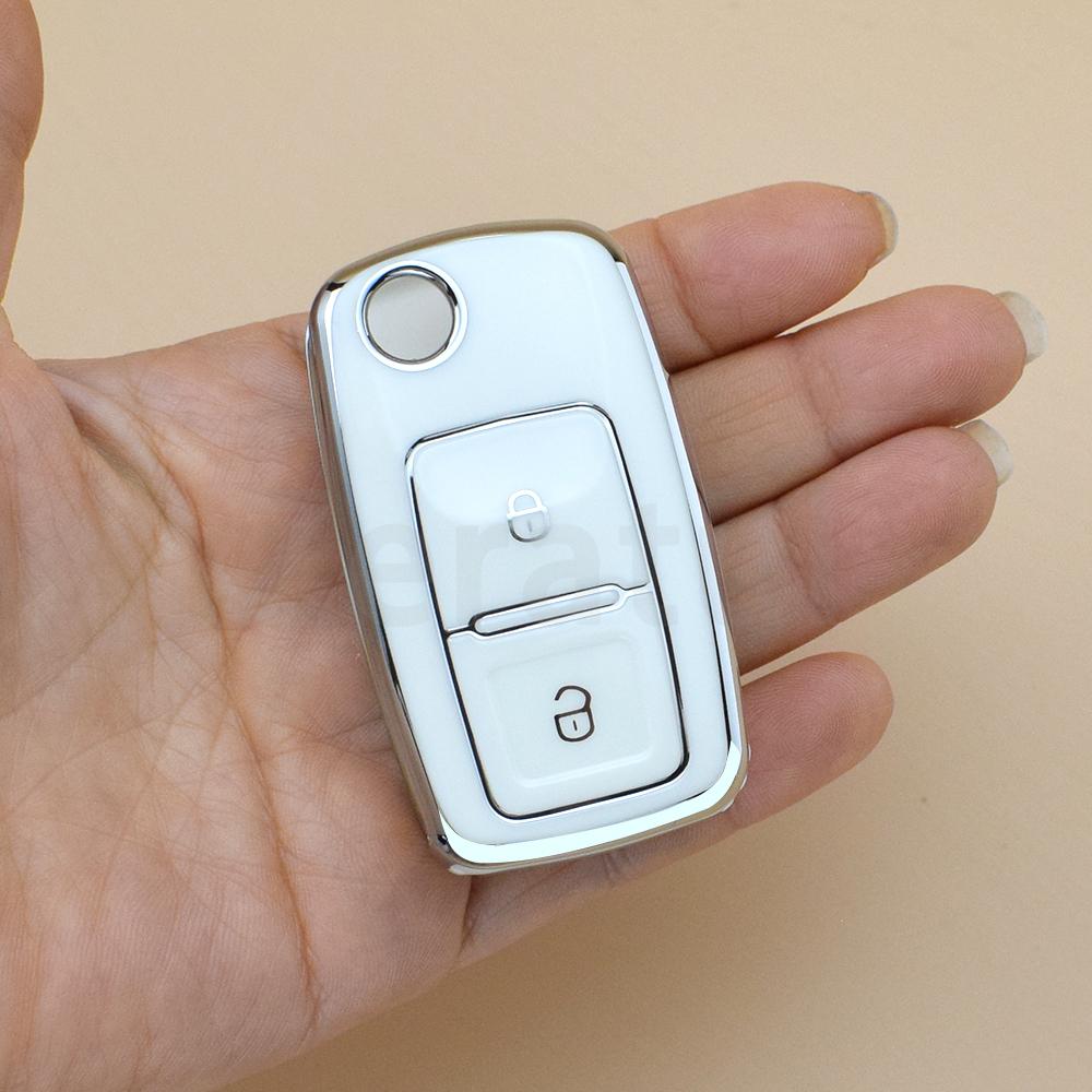 

For Vw Volkswagen Polo Golf Passat Beetle Caddy T5 Up Eos Tiguan Skoda Octavia A5 Tpu Car Key Case Cover Auto Shell Fob Keychain