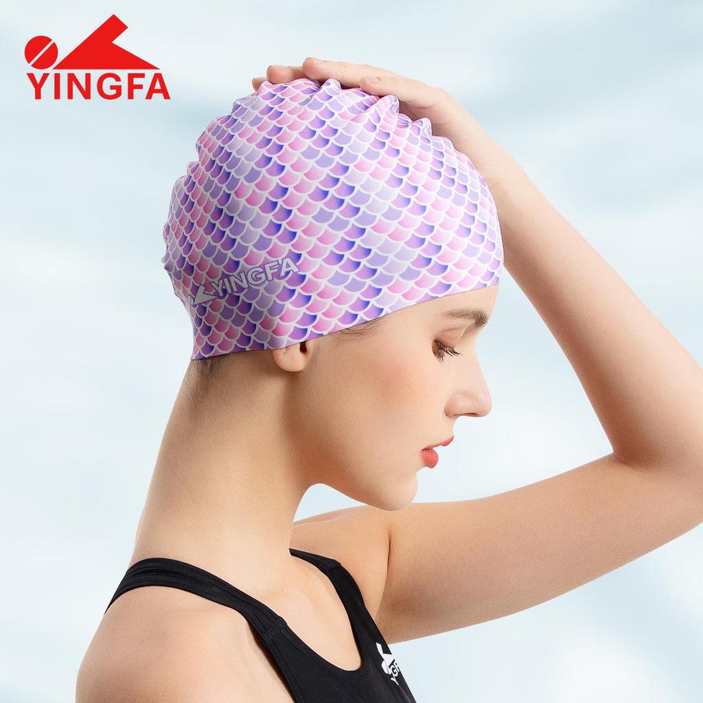 Yingfa Waterproof Silicone Swim Cap for Women and Men – Elastic, Comfortable, Non-Constricting, Hair Protection