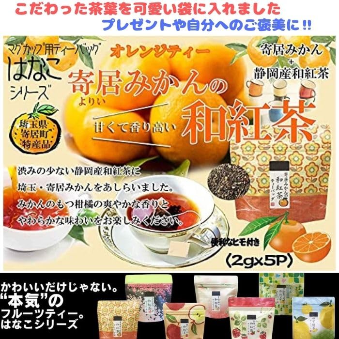 Set of 6 Fruit Tea Bags (Aomori Honey Apple, Shizuoka Benihoppe, Yamanashi White Peach, Yorii Mandarin Orange, Setouchi Lemon, Tokushima Yuzu Green