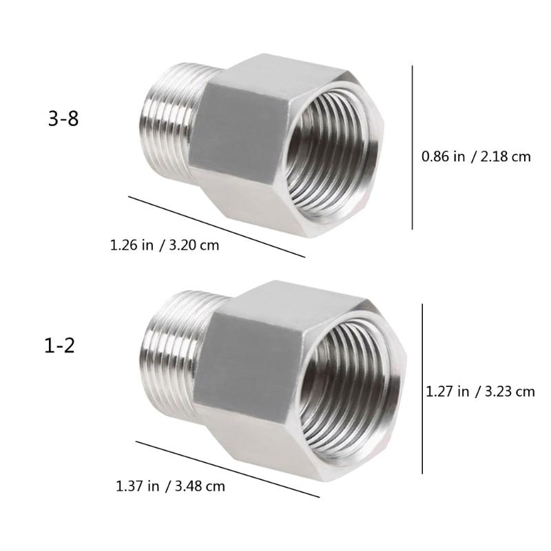 Pack Of 2 Steel NPT Threaded Adapters 3/8inch Female To 1/4inch Male Heavy Duty Pipe Fittings For Royal US Conversion