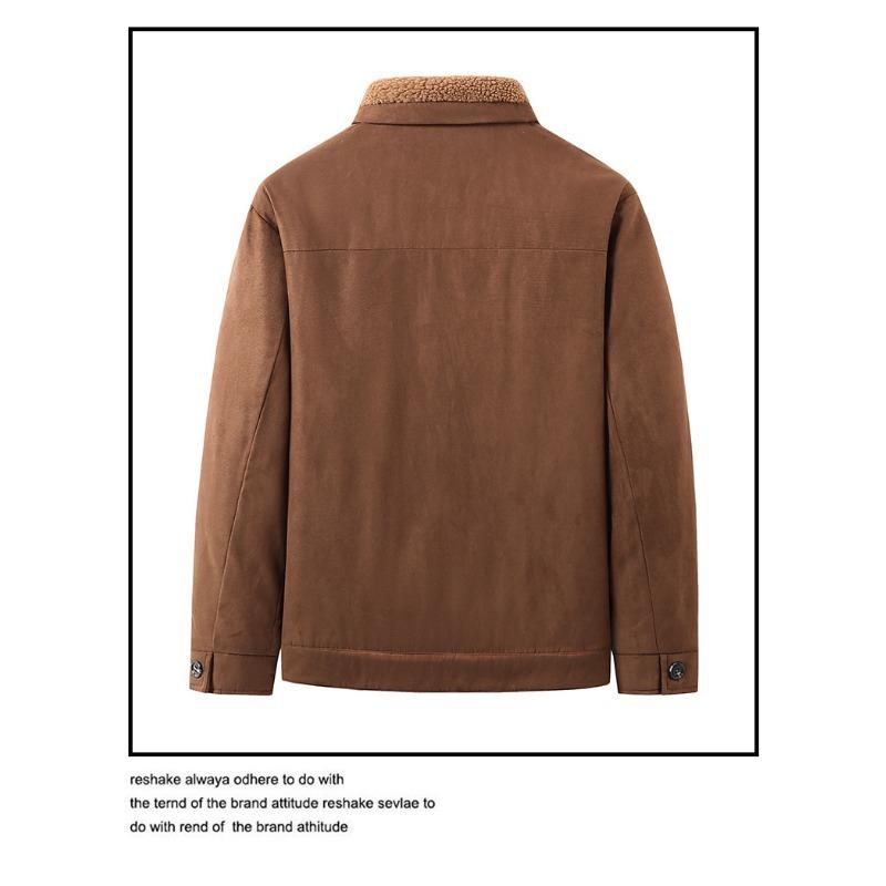 Men S Thick Fleece Lined Workwear Jacket Loose Fit Winter Coat