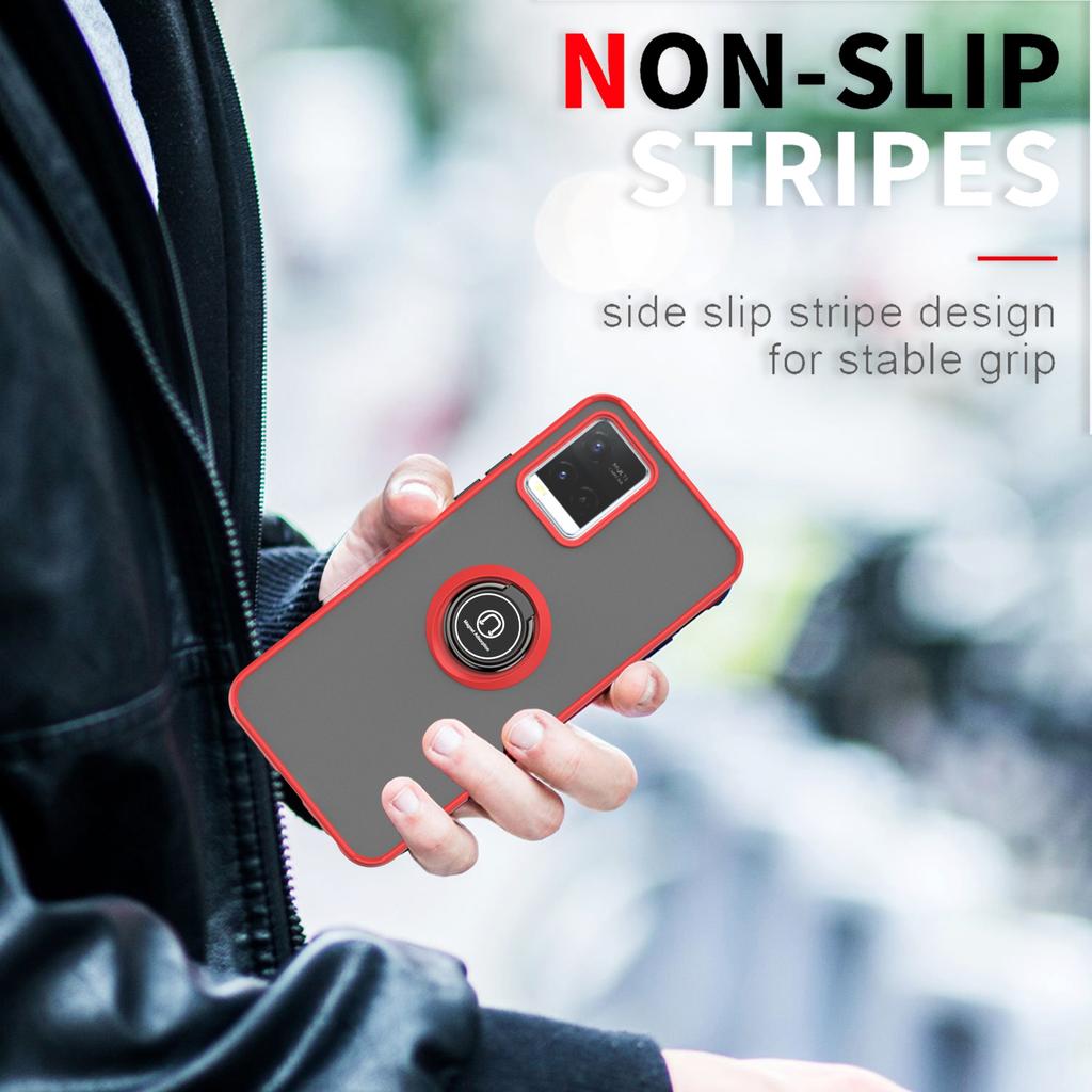 Magnetic Ring Holder TPU Bumper Shockproof Case For VIVO Y21 Y21S Y33S Y20 V21 V21E Y17 Y15 Y12 Y11 Matte Hard PC Back Cover