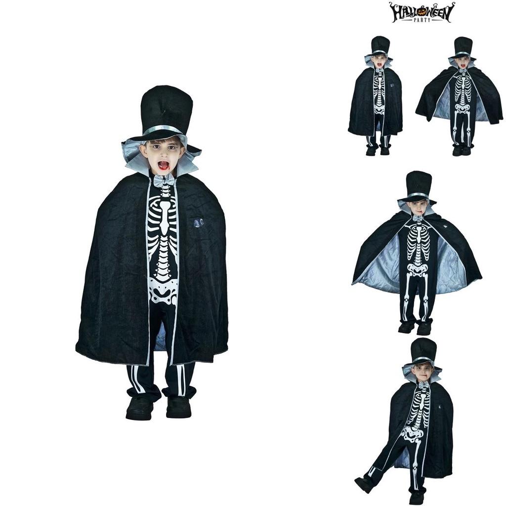 Spooky Skeleton Skull Ghost Kids Boy Halloween Cosplay Jumpsuit Party Outfit