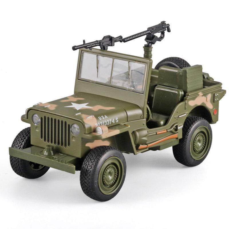 

1:32 Willys GP Military Off-road Vehicles Alloy Metal Diecast Model Car Sound And Light Pull Back Children s Toy Collectible Toy камуфляж зеленый