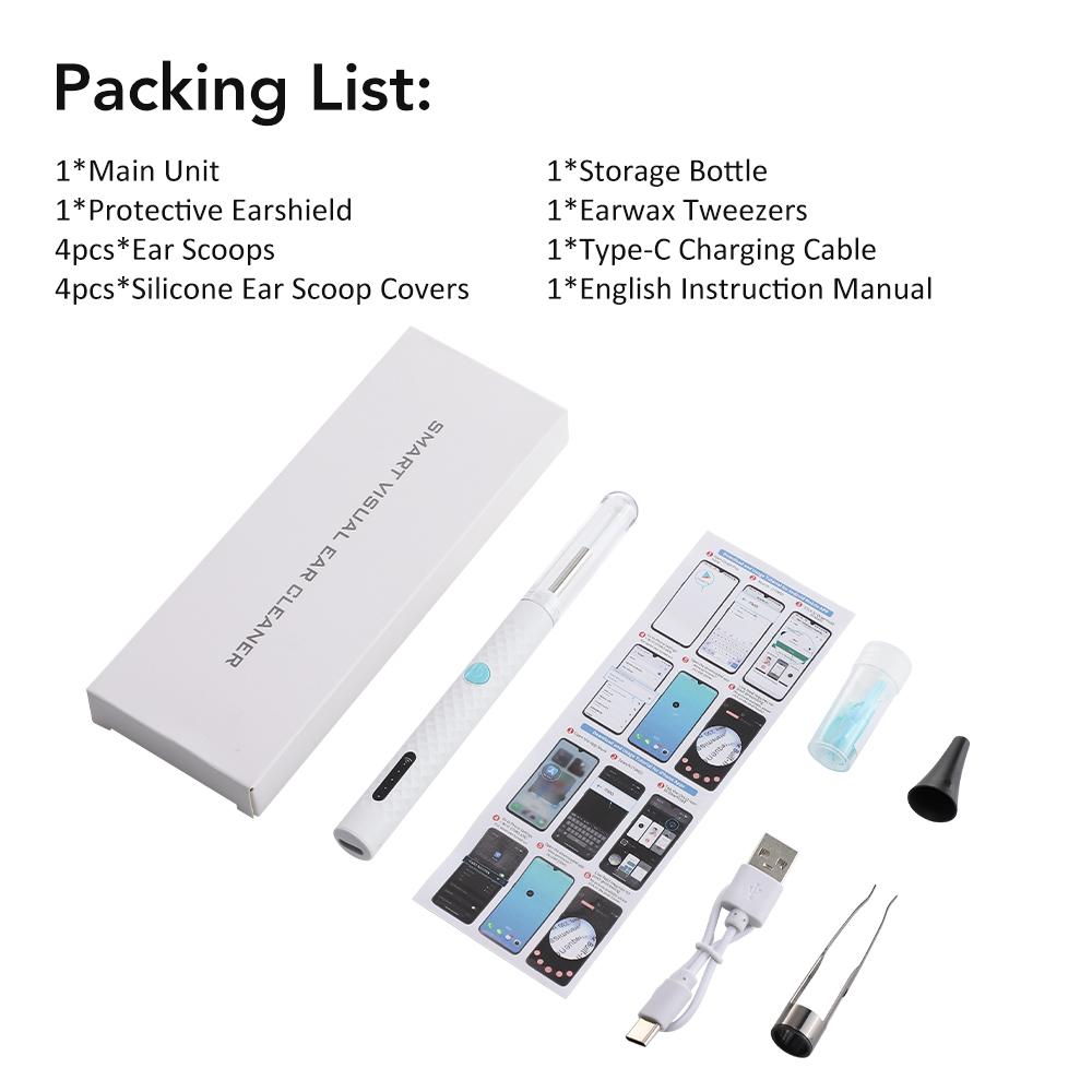 Ear Cleaner with Camera Set Ear Wax Removal Tool HD Ear Sticks Otoscope Endoscope Wax Removal Tool Earpick Ear Cleaning Set