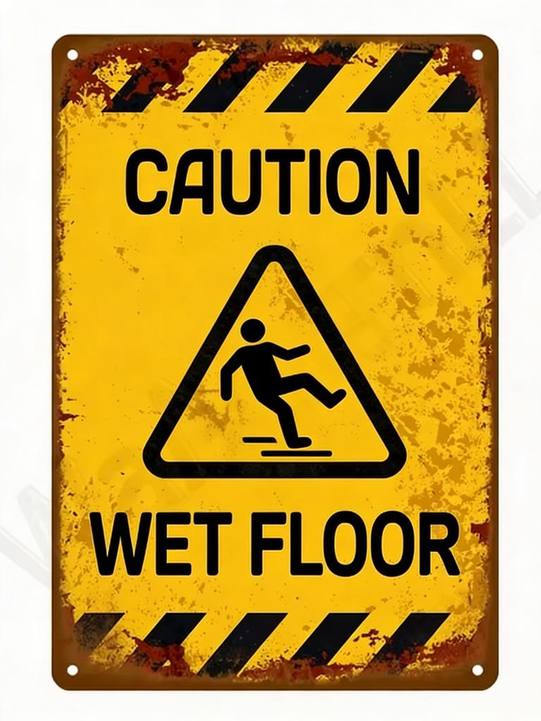 A Collection of Vintagestyle Industrial Warning Signs Echoing the Warnings of Hazards In the Retro Era