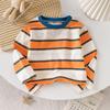 Children's Color-Block Striped Long-Sleeve T-Shirt - Casual and Stylish Round Neck Top for Spring and Autumn
