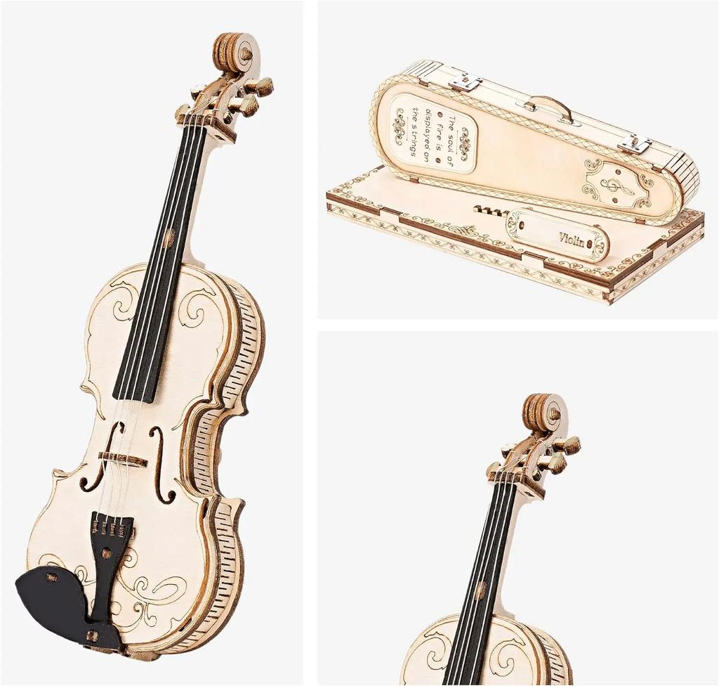DIY 3D Wooden Puzzle Violin Capriccio Model DIY Gifts for BoysGirls Easy Assembly Kits MusicalBuilding Blocks G211