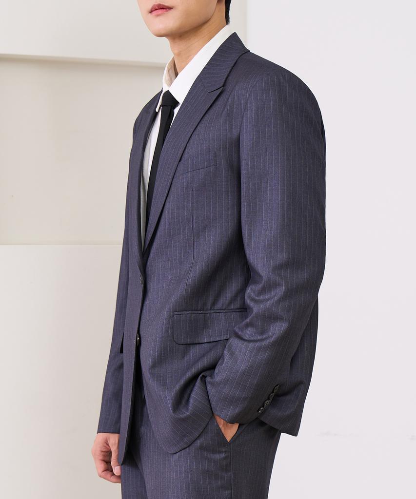 Prairie Striped Single Blazer (Gray)
