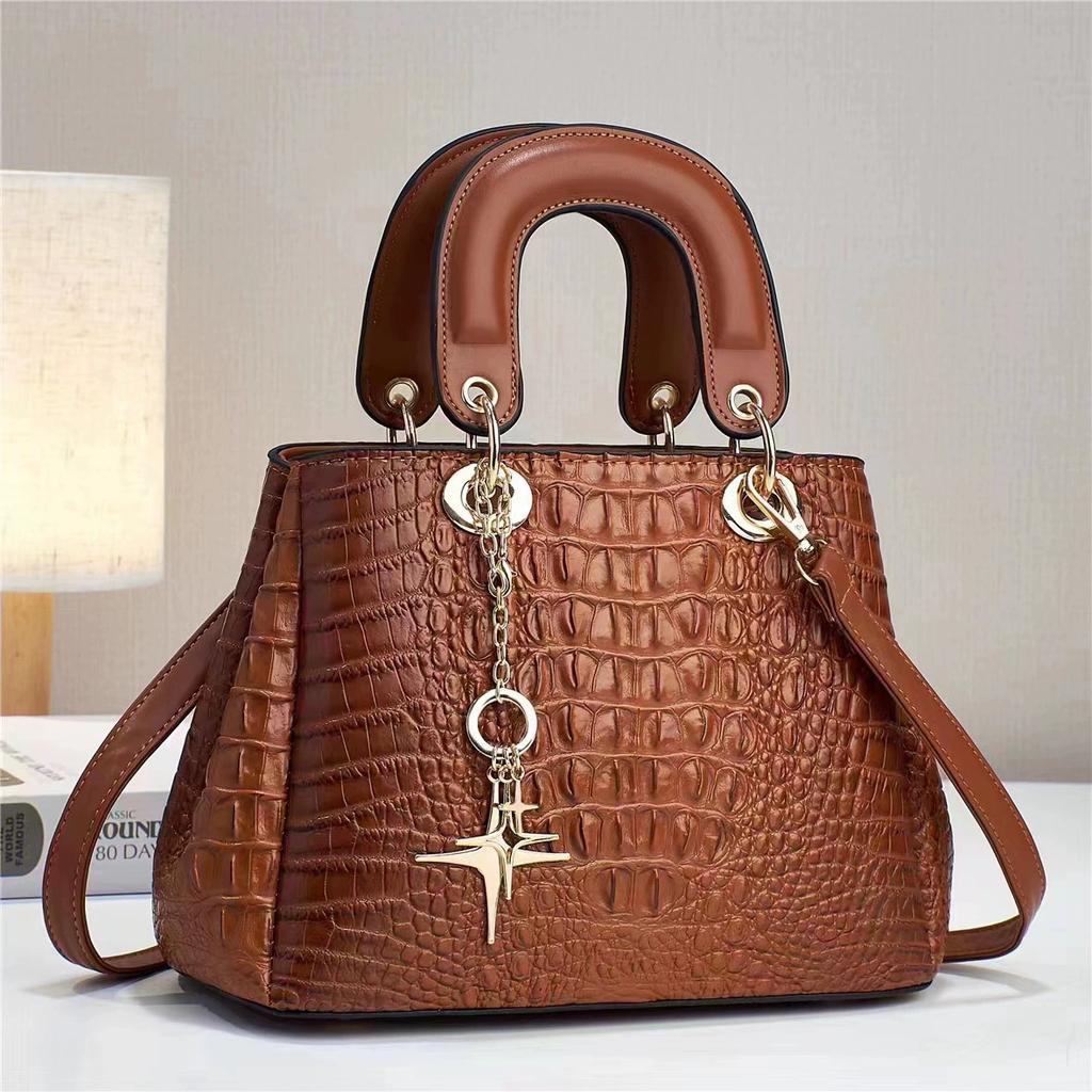 Women Crocodile Pattern PU Leather Handbag Luxury Designer Stylish Shoulder Crossbody Bag Daily Commute Purse