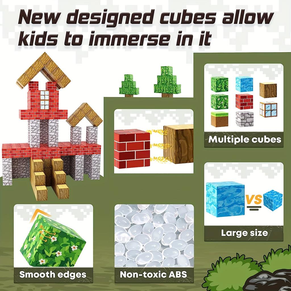 Non-Toxic Creative Magnetic Building Blocks Diy Assembly Architectural Set Tech Kids Toy For Children Christmas Gifts