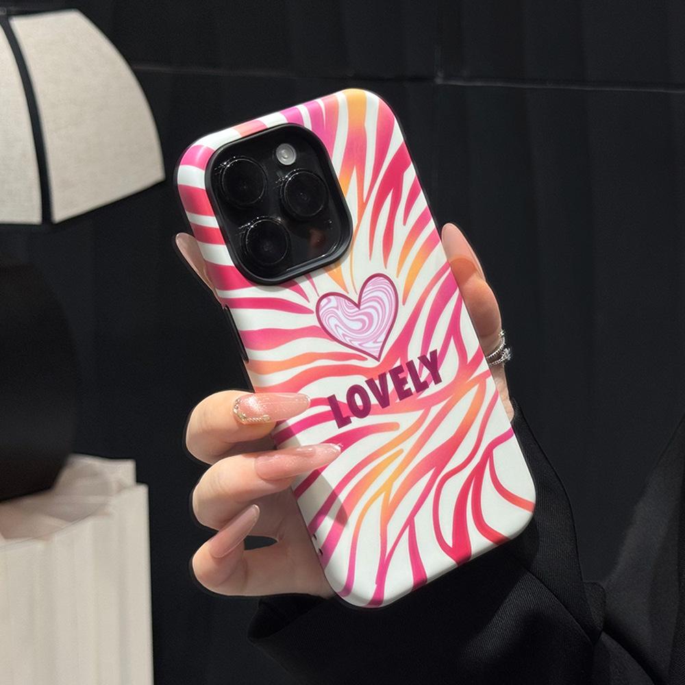 American striped love magnetic suction two-in-one bracket, suitable for Apple 16Pro mobile phone case 17 protective case, advanced 15.