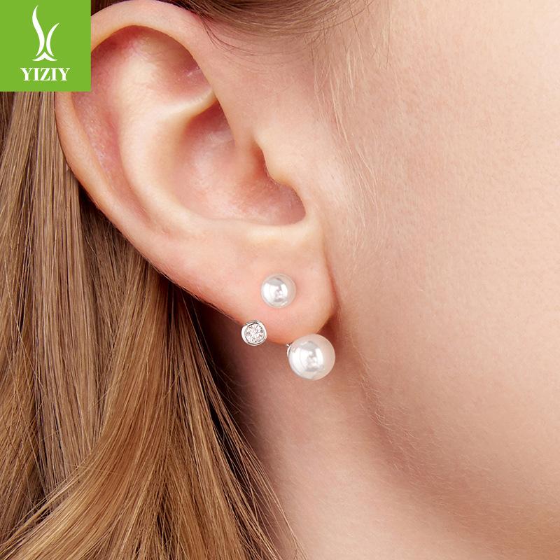 Design Sense Front And Rear Pearl Stud Earrings Women'S Personality Gentle S925 Sterling Silver Fashion Earrings Earrings