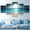 Sunset Beach Wall Art Canvas Painting Seascape 5 Panel Modular Posters Pictures Canvas Beach Living Room Home Decor Modern No Frame
