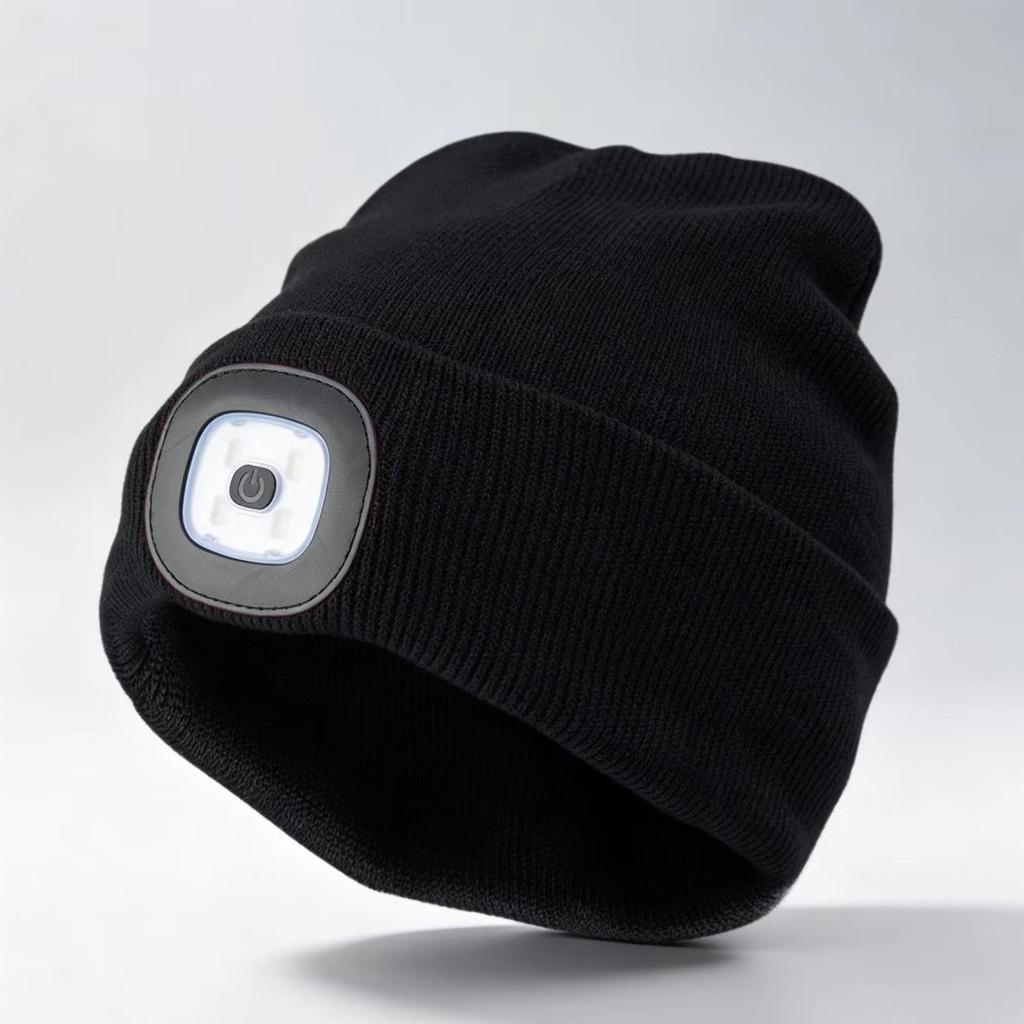 Riding Knitted Cap with Light Thermal Lighting Night Fishing Cap Portable LED Outdoor Wool Cap