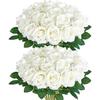 50pcs Artificial Flowers Silk Roses Long Branch Bridal Bouquet Wedding Home Vase Table Decorations DIY Gifts Box Valentine's Day