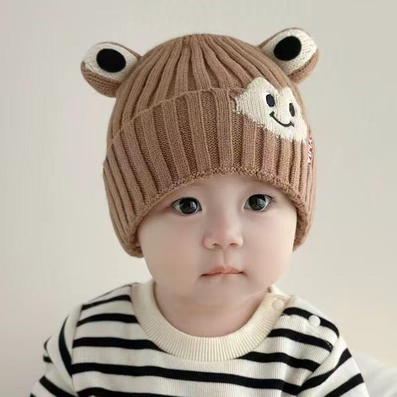 Baby hat autumn and winter cute woolen hat infant super cute thickened ear protection hat small month age warm cover hat