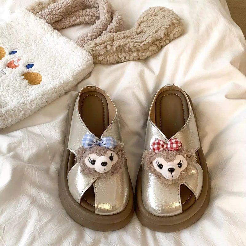 Fashion versatile cartoon bag head drag women's summer wear casual temperament thick bottom women's cool slippers new