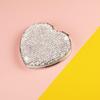 AsAlways Rhinestone Compact Pocket Mirror Portable Travel Cute Cosmetic Mirror Folding Handheld Double-Sided 1x/2x Magnifying Purse Mirror (Silver)