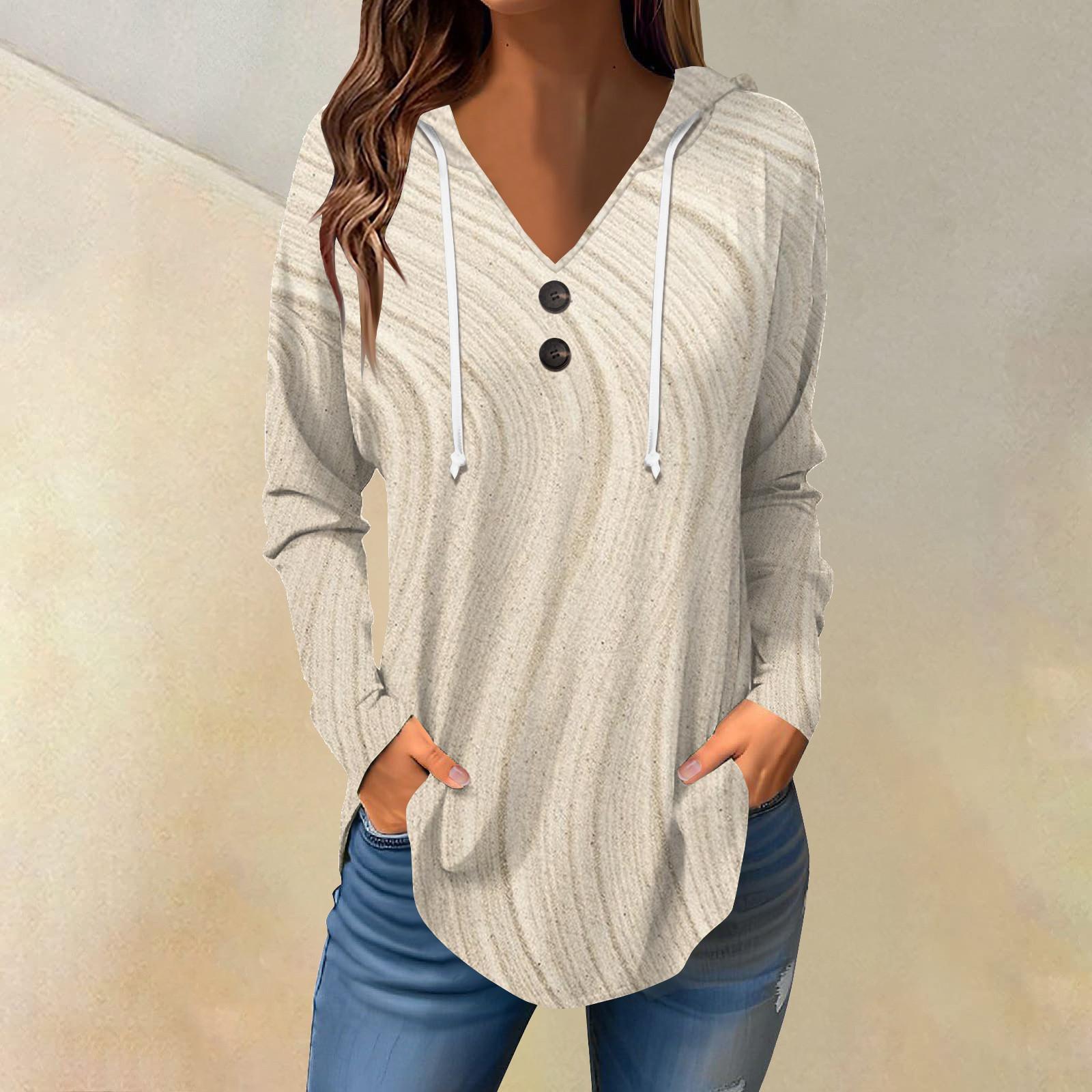 Женские повседневные модные однотонные толстовки с капюшоном на пуговицах и длинными — фото 8