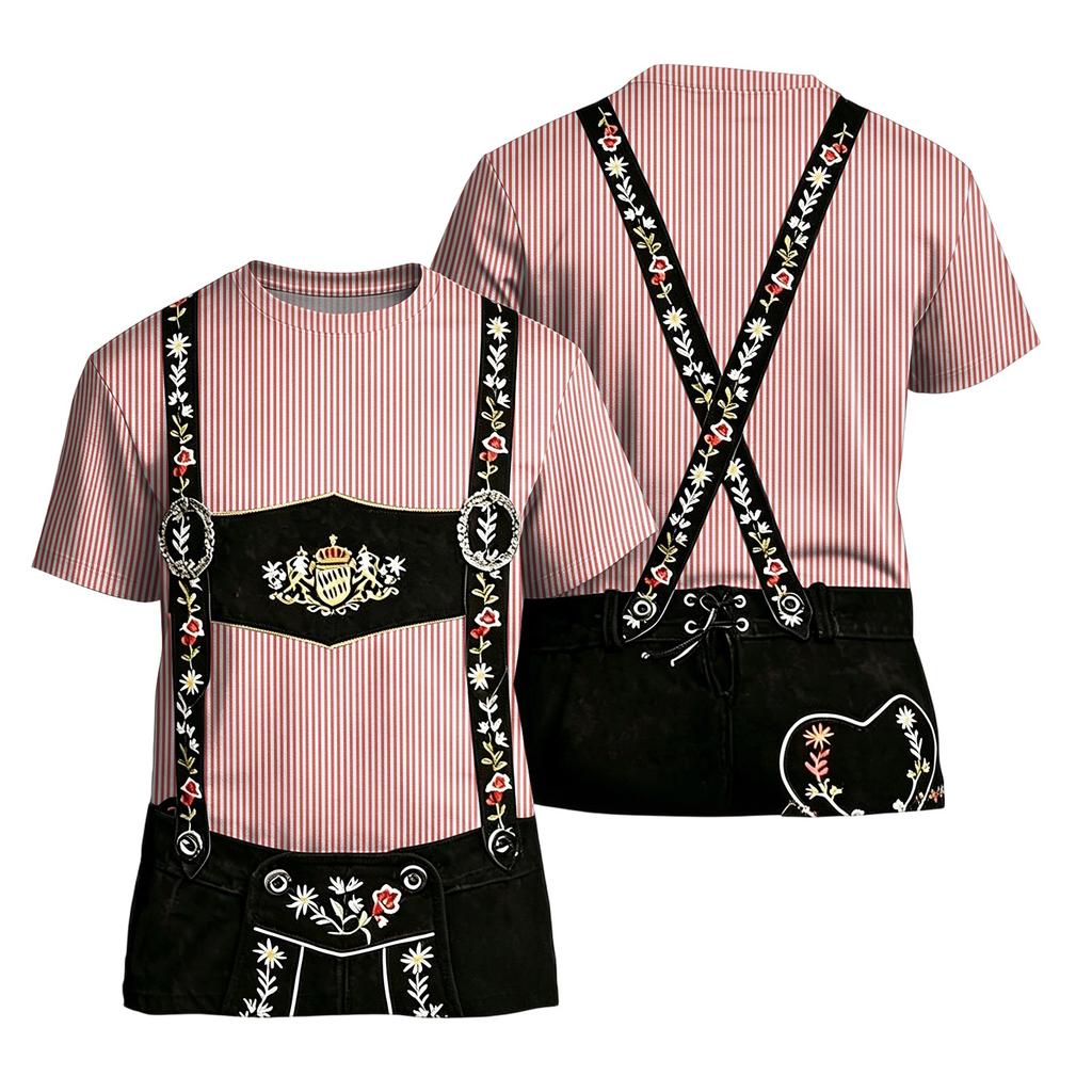 Herren Oktoberfest Vintage Print Kurzarm T-Shirt Lockere Passform Sommer