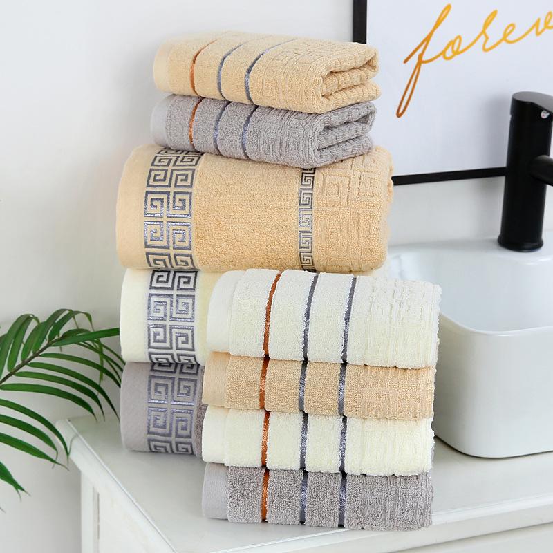 Ten thousand grid pure cotton towel solid color broken file is not easy to lose hair household absorbent face towel bath