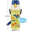 Skater Children's Water Bottle, 480ml, Direct Drinking, Plastic, One-Touch Operation, Dishwasher Safe, Made In Japan, Dinosaur Picture Book, Dinosaur