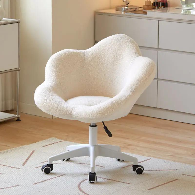 Formwell Home Office Stuhl mit mittlerer Rückenlehne Polstert Modern Geknöpft Computer Arbeitsstuhl Drehbar Höhenverstellbar Lammwolle